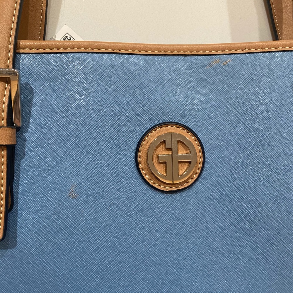 Giani Bernini Saffiano Tote Light Blue Tan NWT - Picture 2 of 16